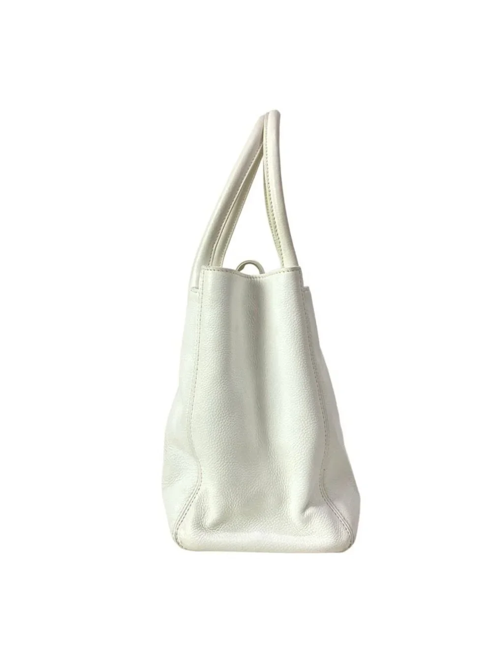Chanel Tote Executive Line White Silver Leather